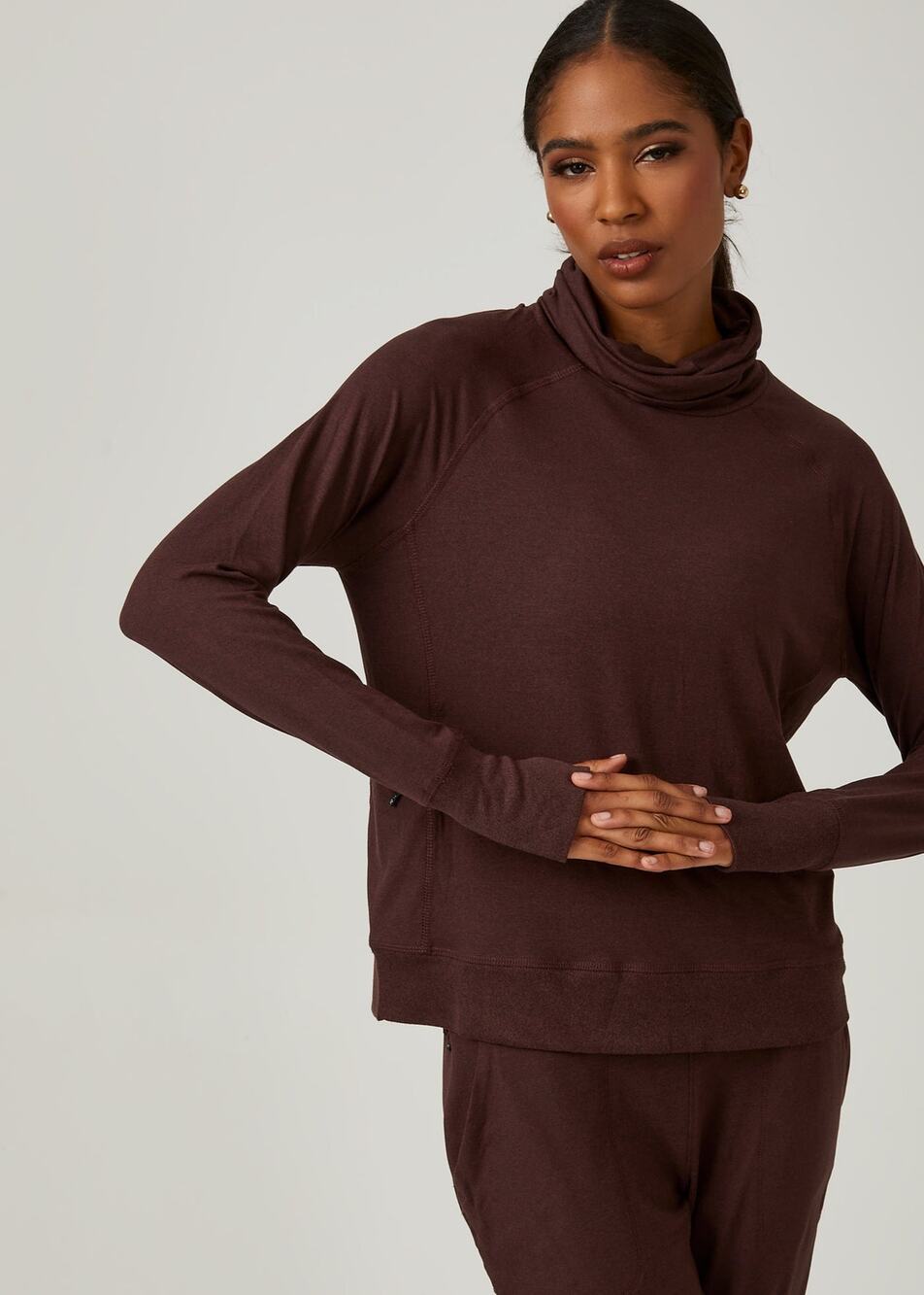 7Diamonds Core Performance Cowl Neck Pullover Heather Mahogany XL Activewear